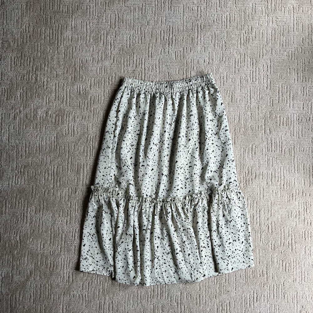 Hayden Cream Midi Skirt with Black Dots